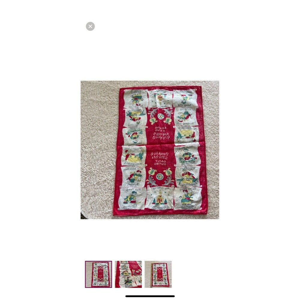 Pennsylvania Dutch Textiles Daily Duties Tea Towel New Holland PA Vintage